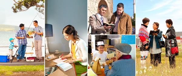 Des serviteurs de Jéhovah participant à diverses facettes de l’œuvre consistant à faire des disciples