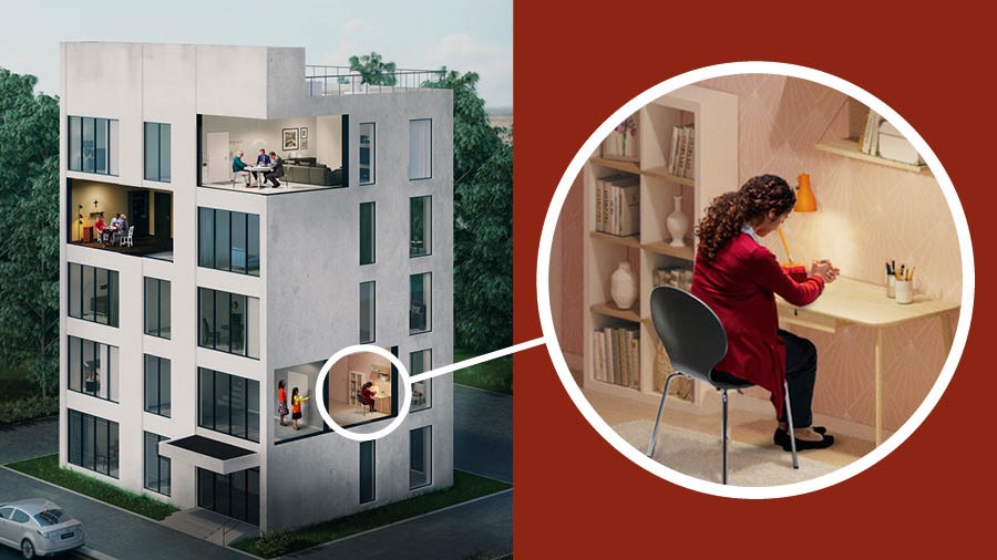 Dans son appartement, une jeune femme est en train de prier quand deux sœurs frappent à sa porte.