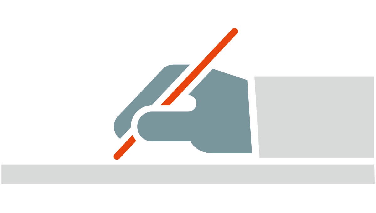 Pictogramme représentant la main d’un rédacteur