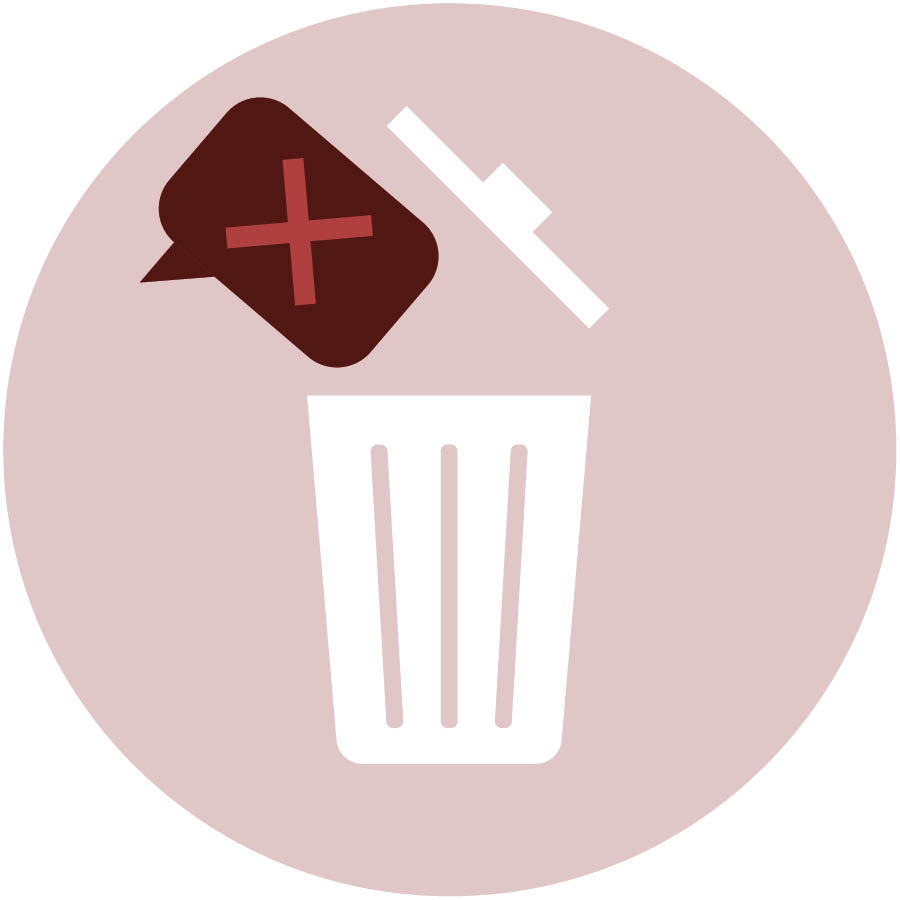 Une fausse information est jetée à la poubelle.