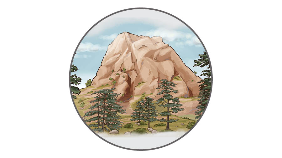 Série d’images : Différentes images employées par Moïse dans le chant consigné en Deutéronome chapitre 32. 1) Des gouttes de rosée sur des brins d’herbe. 2) Un rocher stable de la taille d’une montagne. 3) Un aigle qui protège ses petits.