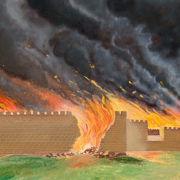 Les murailles de Jérusalem en flammes