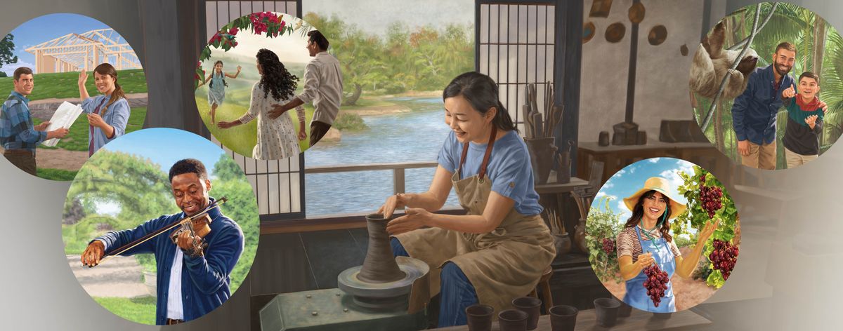 Fòtó: Pá vígà e bà gé dé kpéè gbẹá mm̀ Páradaìs. 1. Ene kà dóm nè va e bà gé tib tọ. 2. Ene kà vígà págbálà ea gé bilà violin. 3. Ene kà dóm nè va e bà gé téélá gé bũ̀ùnà ba nvín ea kẽeà aa kemà ú. 4. Ene kà vígà pábia ea di mm̀ a tọọ̀ tóm ea gé tú sãa dèmmà nu. 6. Ene kà nvín págbálà nè a tẹ̀ e bà gé ẹb fìnì ea di bè té.