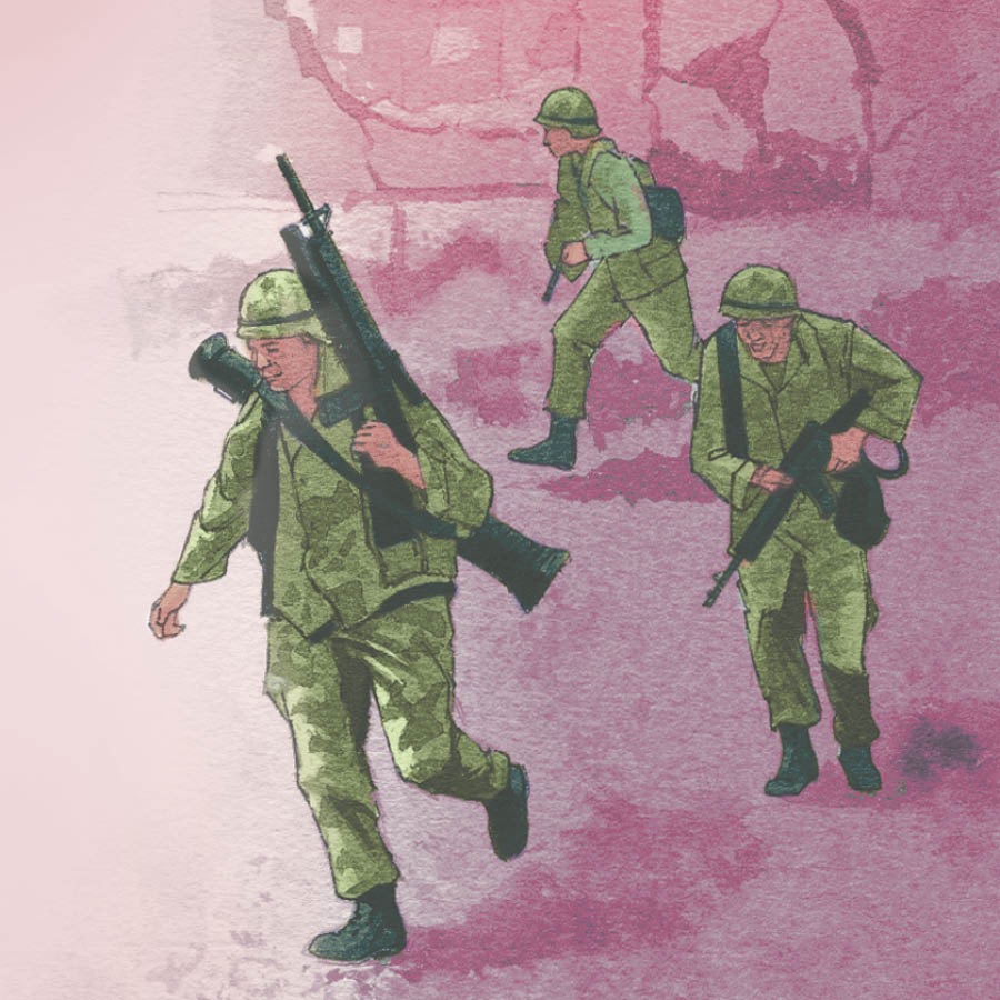 Unos soldados con armas