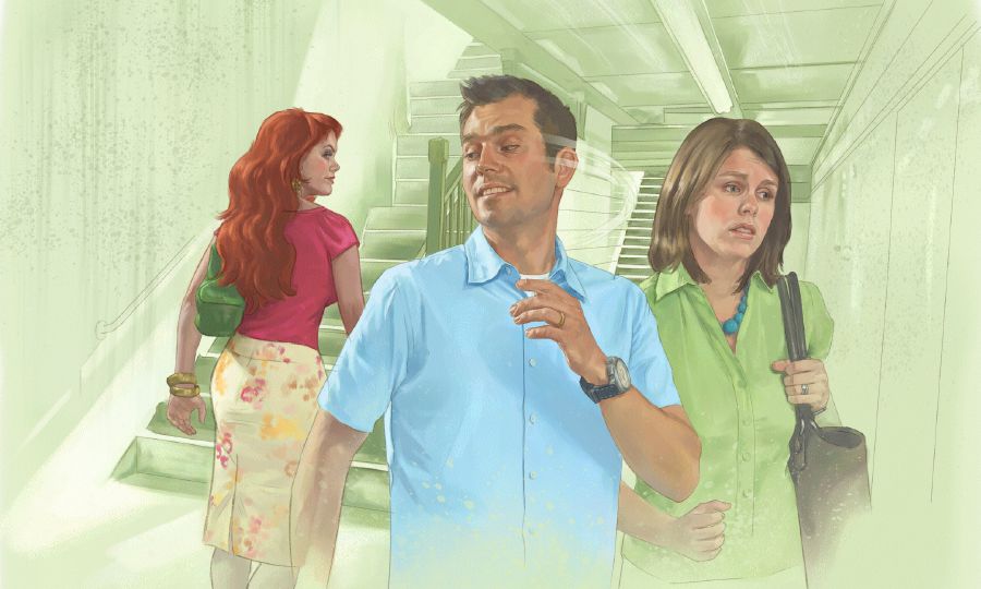 Μια γυναίκα πληγώνεται καθώς ο σύζυγός της κοιτάζει με λάγνο τρόπο μια άλλη γυναίκα