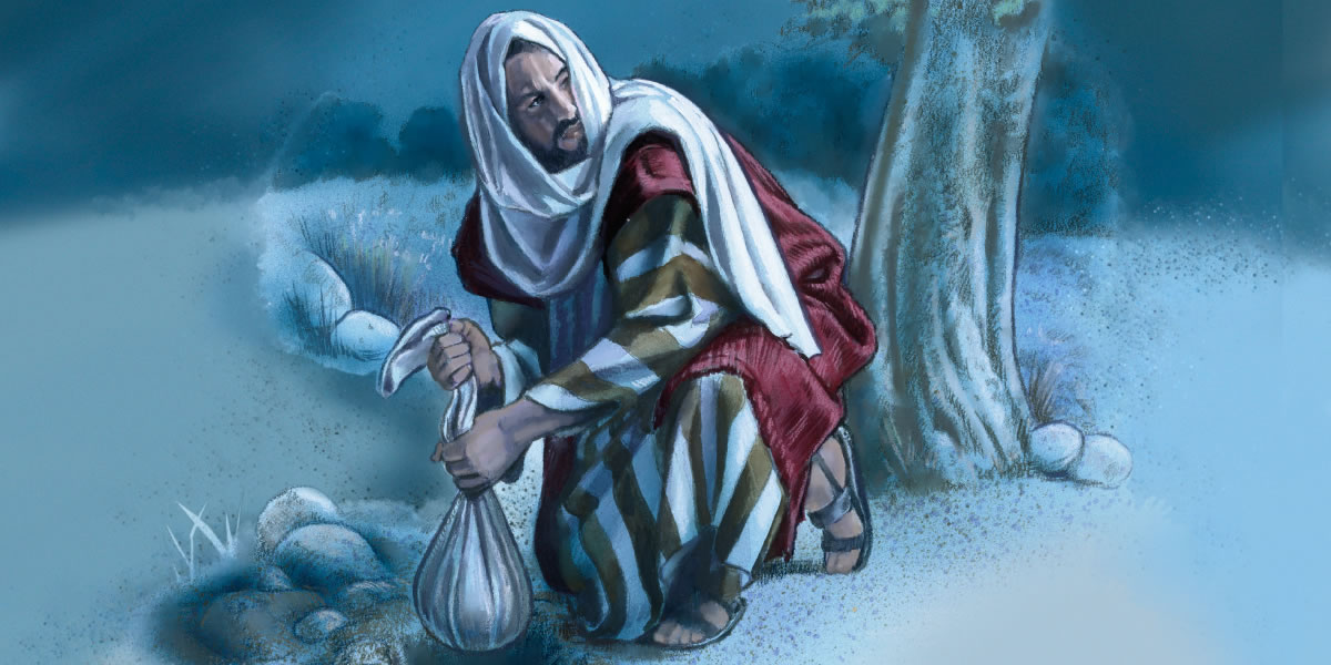 એક ચાકર પૈસાની થેલી જમીનમાં દાટી રહ્યો છે