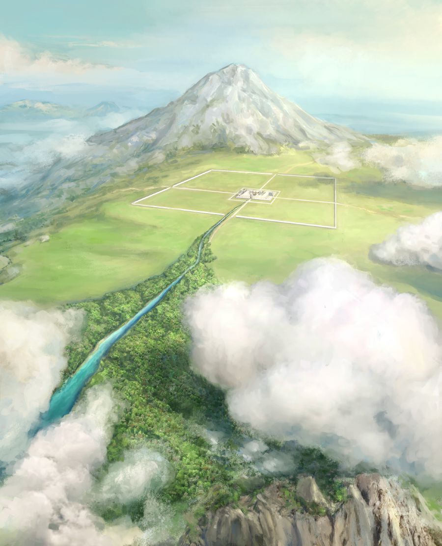 હઝકિયેલે દર્શનમાં ઊંચા પર્વત પર જોયેલું મંદિર અને એમાંથી વહેતી નદી ઉપરથી આવાં દેખાય.