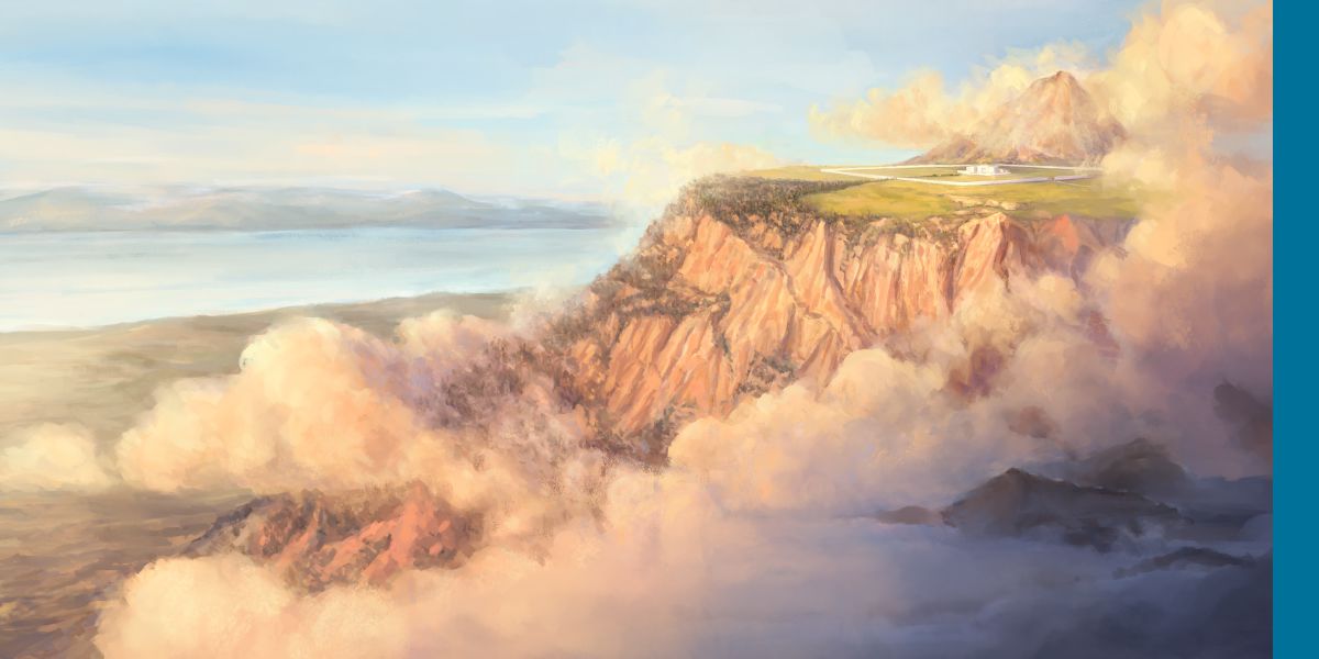 એક ઊંચા પર્વત પર મંદિર.