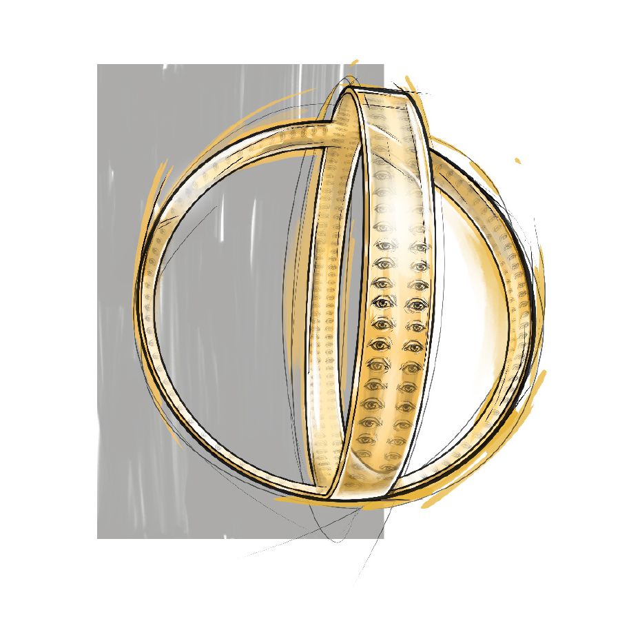 હઝકિયેલના દર્શનમાં બતાવ્યું છે તેમ, પૈડાંની બનાવટ એવી હતી જાણે એક પૈડામાં બીજું પૈડું હોય અને એના પર આંખો જ આંખો હતી.