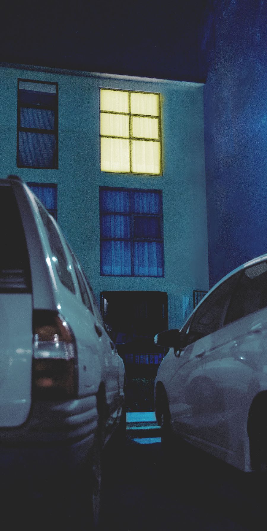 રાતે બે કાર ઘરની બહાર પાર્ક કરેલી છે