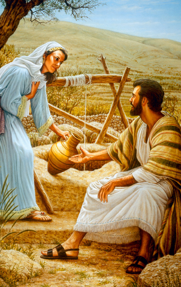 Jesús oñemongeta peteĩ samaritánandi peteĩ póso ypýpe.