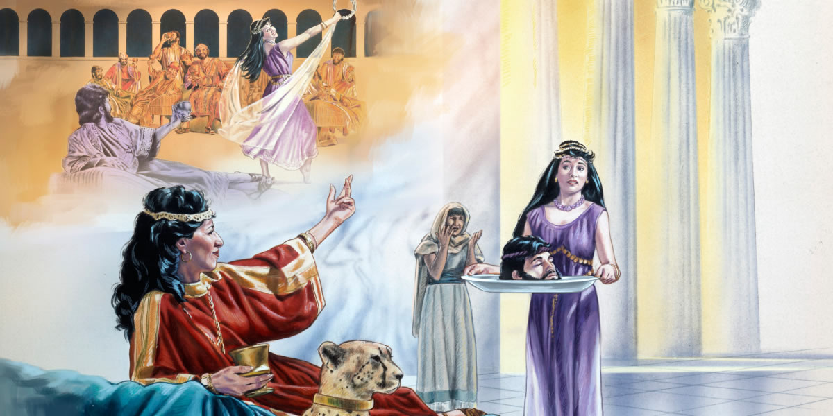 1. Salomé ojeroky Herodes kumpleáñope; 2. Salomé ogueru Juan el Bautista akãngue Herodíaspe