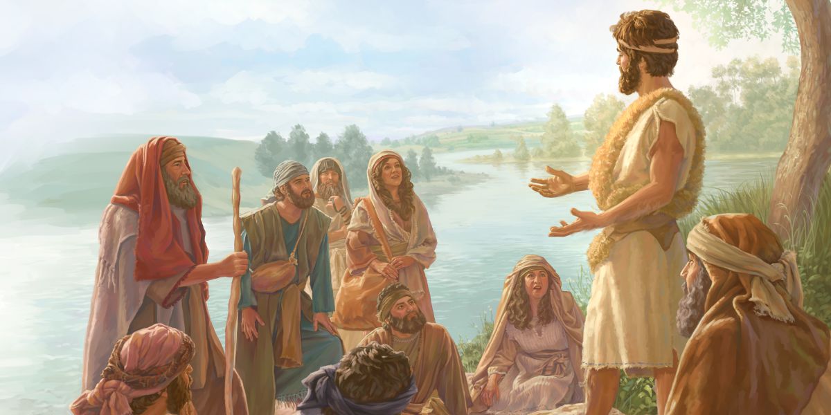 Juan el Bautista omboʼe hína umi héntepe pe Rrío Jordán oríllape