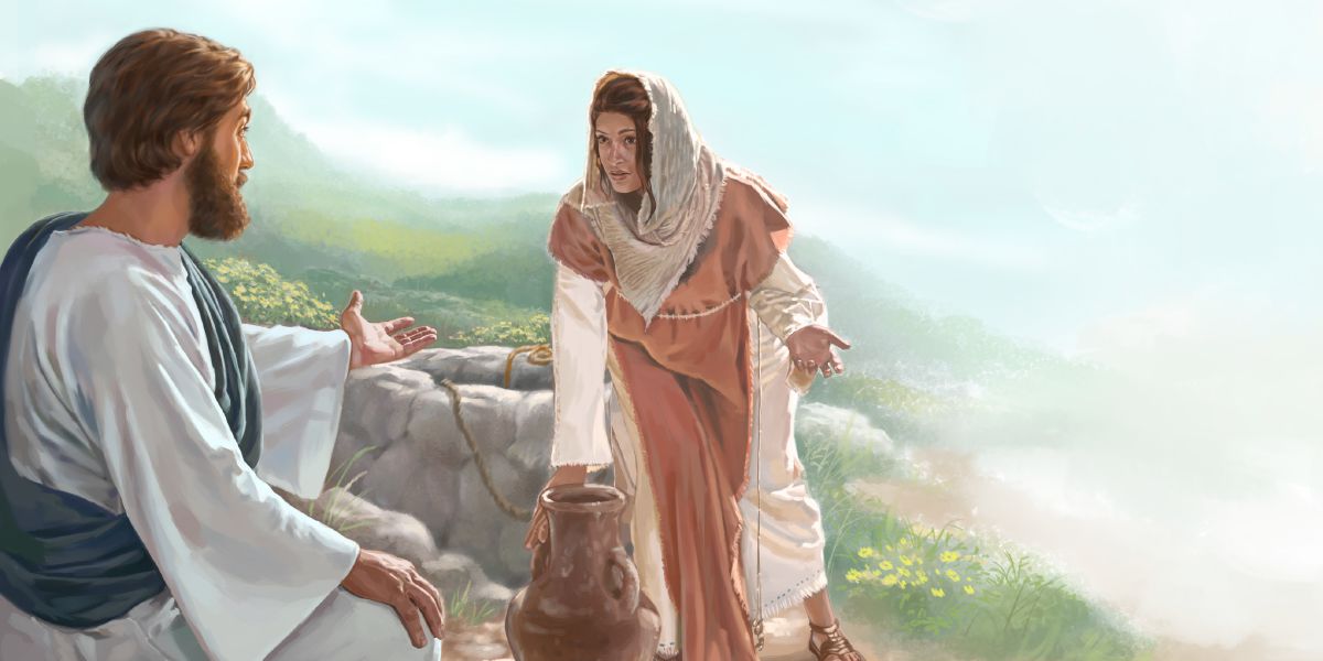Jesús oñeʼẽ peteĩ samaritánape peteĩ póso ypýpe