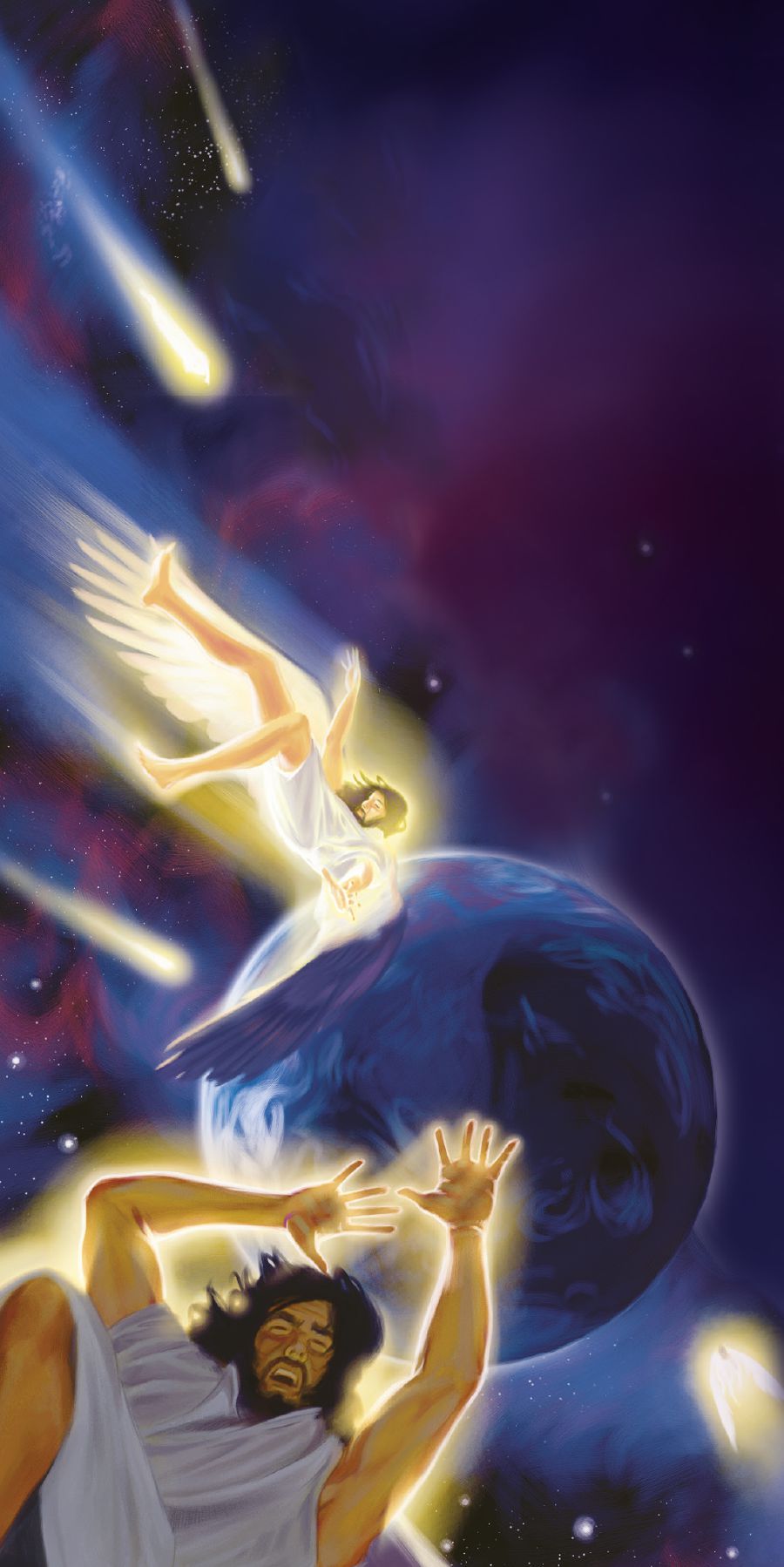 Satanás ha idemoniokuérape oñemosẽ yvágui ha oñemombo chupekuéra ko yvy ape ári