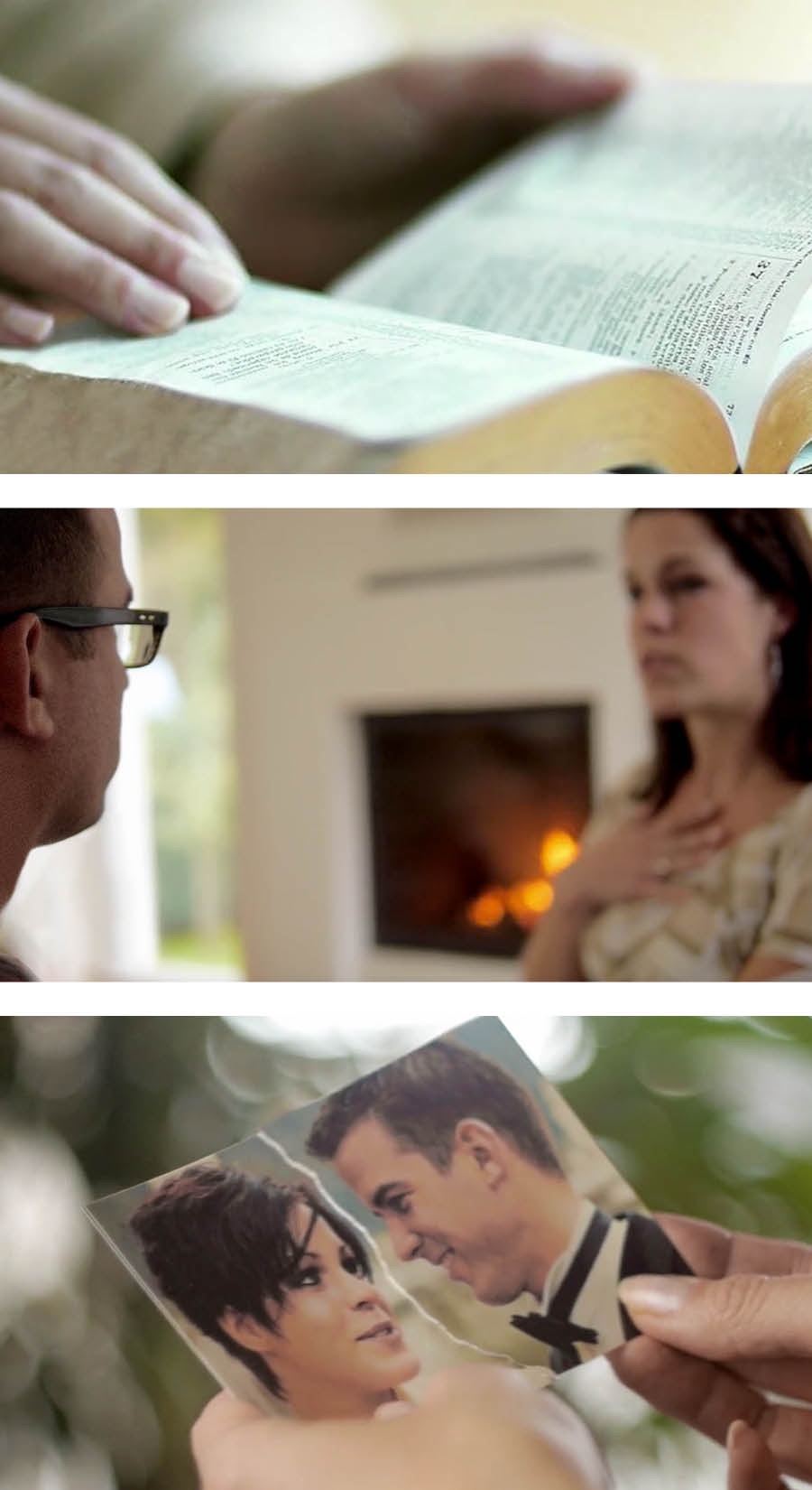 Peteĩ oleéva la Biblia; peteĩ ména ohendu hína hembirekópe omombeʼu jave chupe la oñandúva; peteĩ fóto de vóda oñemondoróva