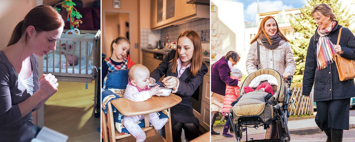 Fotokuéra: Peteĩ sy imitãva heta hembiapo. 1. Haʼe oñemboʼe pyharevete. 2. Omorambosa imembyʼípe osẽ mboyve predikasiónpe. 3. Oraha umi mokõi imemby la predikasiónpe ha ovyʼa ermanokuérandi