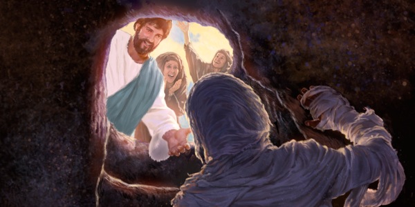 Jesús omoingove jey Lázarope, ha heʼi chupe osẽ hag̃ua pe sepultúragui
