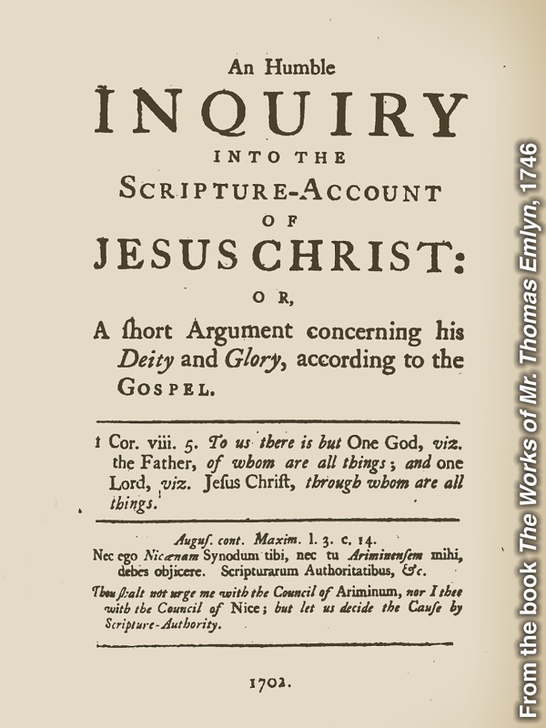 Peteĩ puvlikasión ohaíva Thomas Emlyn, hérava “An Humble Inquiry Into the Scripture-Account of Jesus Christ”