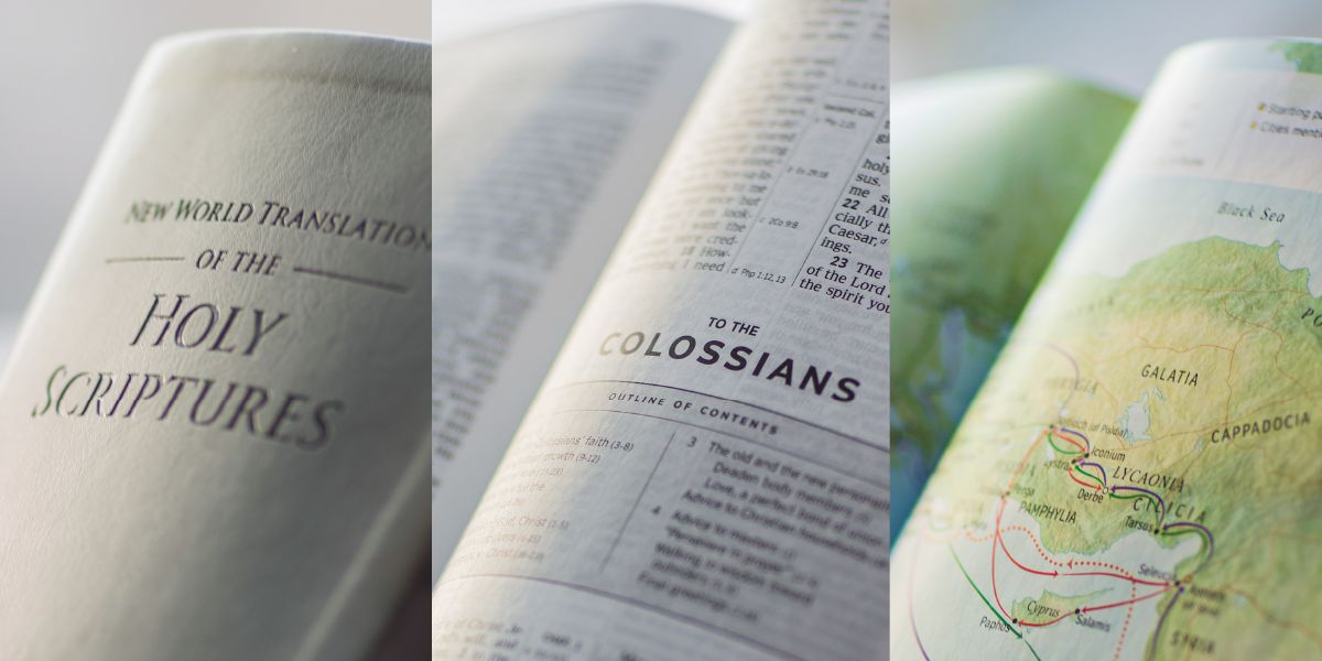 Biblia edición revisada ape; pe seksión pyahu oĩva oñepyrũvo Colosenses; ha peteĩ mápa oĩva Apéndice B-pe