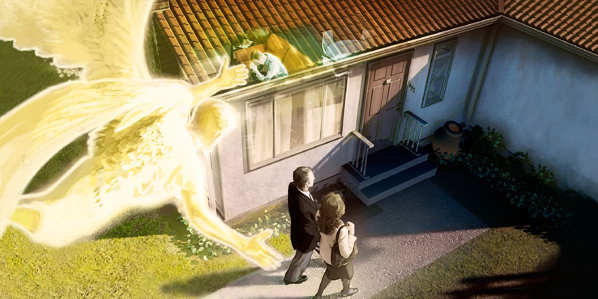 Peteĩ ánhel ovevéva mokõi testígo de Jehová ári, haʼekuéra og̃uahẽvo ohóvo peteĩ ógape peteĩ kuimbaʼe oñemboʼehápe hína