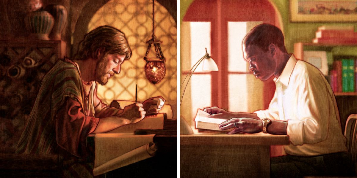 Peteĩ eskritór de la Biblia yma guare, ha peteĩ kuimbaʼe ñane tiempopegua oleéva la BIblia