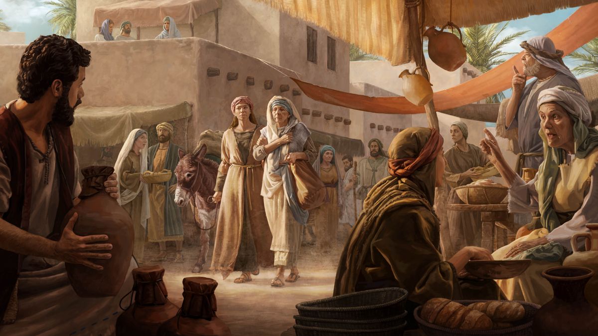 Rut ha Noemí og̃uahẽ Belénpe. Rut ogueraha peteĩ vúrro ári provísta ha oñakarama Noemí jyváre. Umi hénte omañáva hesekuéra oñesorprende joa.