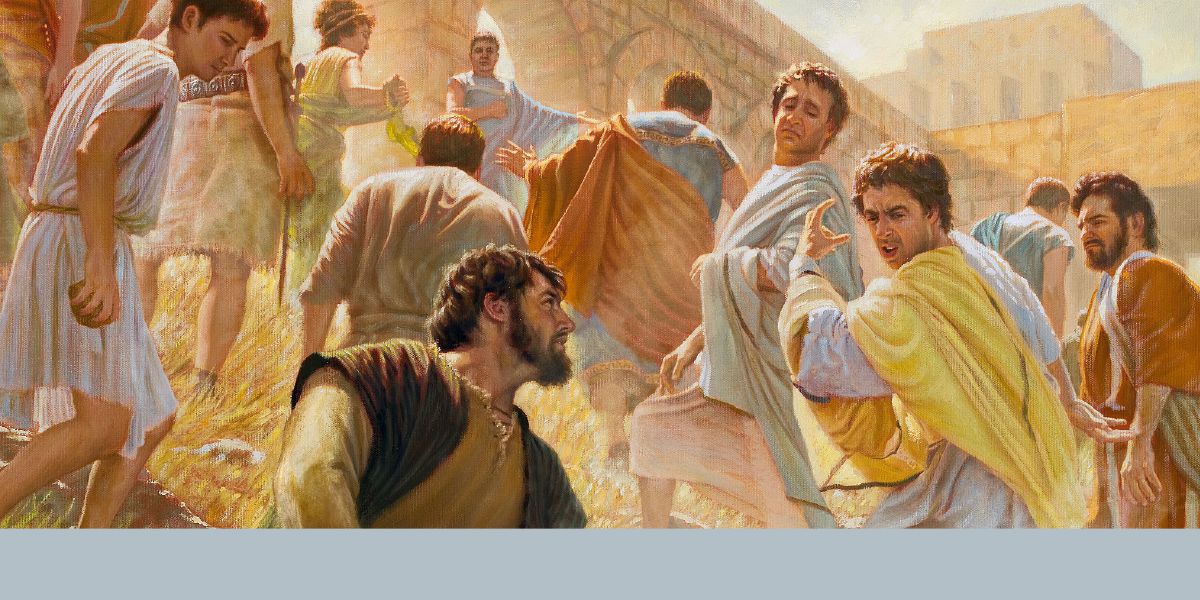 Barnabas being thrown out of Pisidian Antioch by hostile opposers.