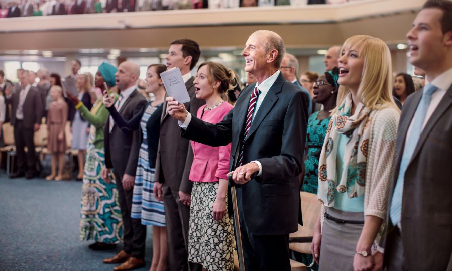 Singing at an assembly