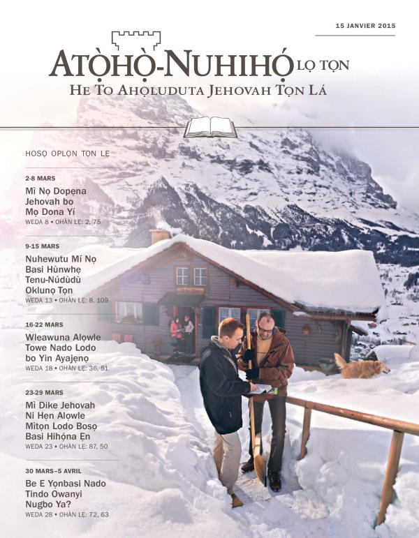 Wepa Atọ̀họ̀-Nuhihọ́ lọ Tọn Zinjẹgbonu Oplọn Tọn, 15 janvier 2015