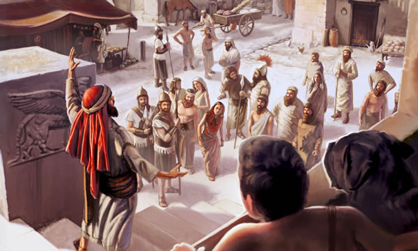 Mutane suna sauraron Yunana a lokacin da yake musu wa’azi