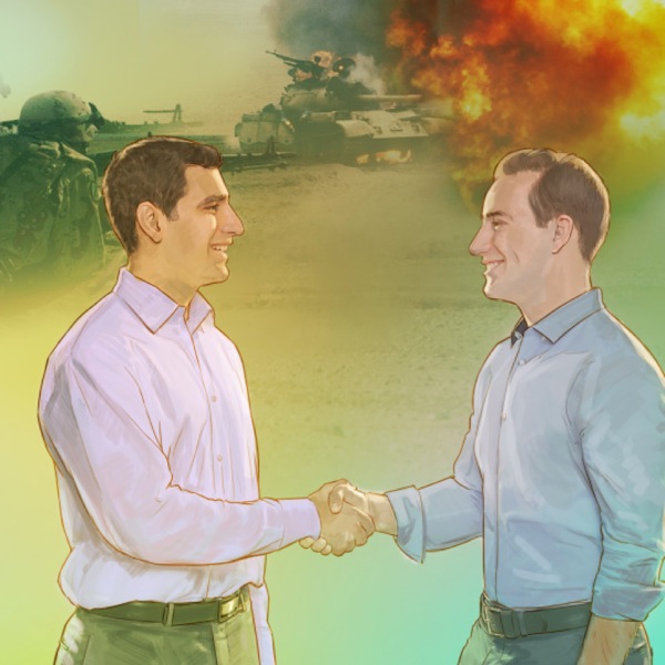 שני גברים ממדינות שונות נהנים מיחסי שלום