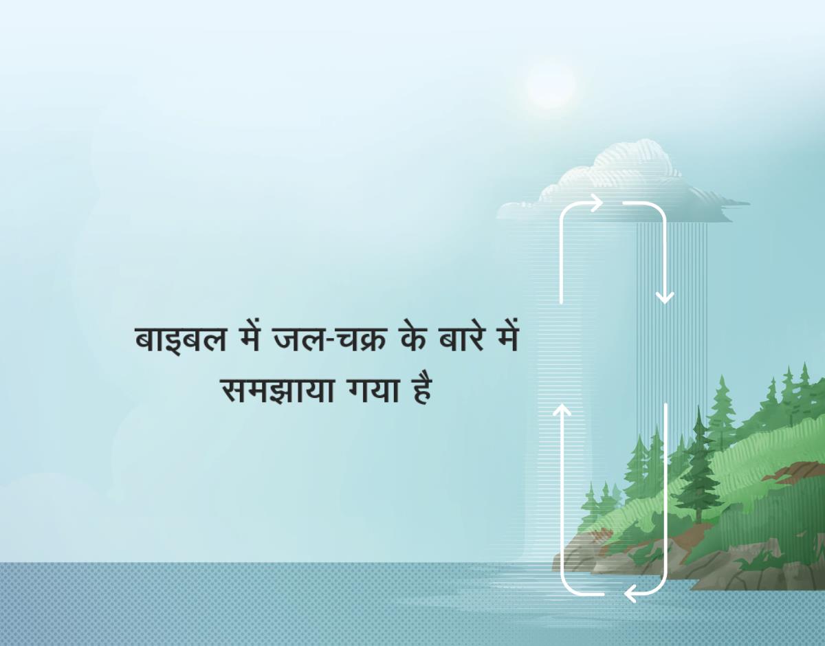 बाइबल में जल-चक्र के बारे में समझाया गया है। तीर के निशान से दिखाया गया है कि पानी किस तरह बादल बनकर आसमान में जाता है और फिर से धरती पर बरसता है।