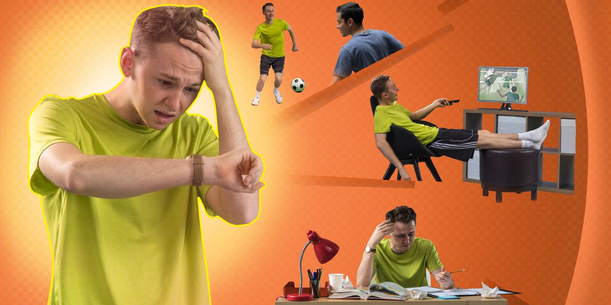Pamatan-on nga nagalalain kay indi siya kabalo maggamit sang iya oras—naghampang sia sing soccer kag nagtan-aw sing TV antes maghimo sang iya asaynment.