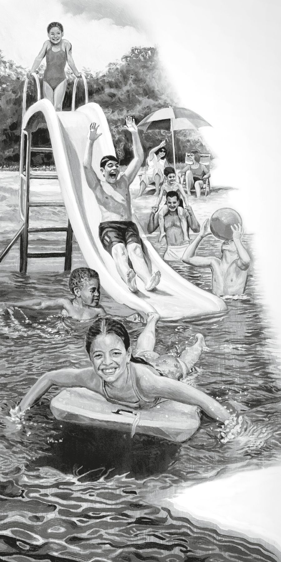 Mga kabataan nga nagahampang sa tubig sa baybay