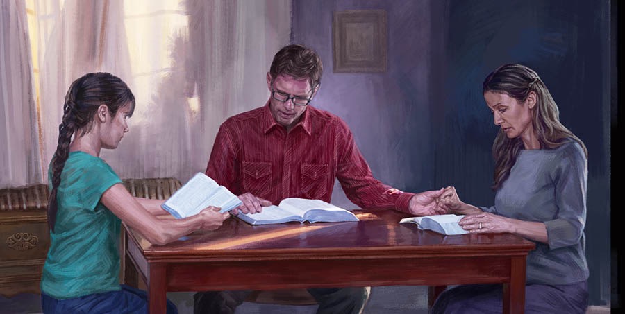 Ang isa ka pamilya magkaupod nga nagabasa sang Biblia