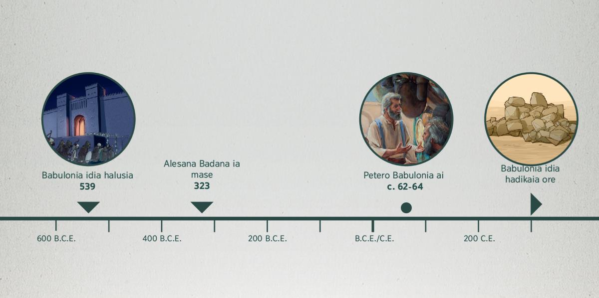 Inai taim lain ese Babulonia ai tuari ia vara negana, Alesana badana ena mase, Petero be Babulonia ai ia noho, bona Babulonia idia hadikaia ore ia hahedinaraia