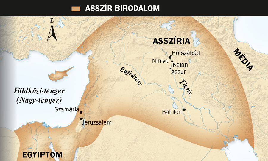1. Asszir szárnyas bika; 2. térkép az Asszír Birodalomról