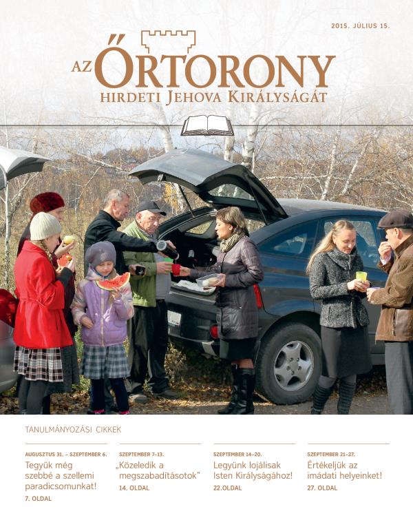 Az Őrtorony 2015. július 15-ei, tanulmányozásra szánt kiadásának címlapja