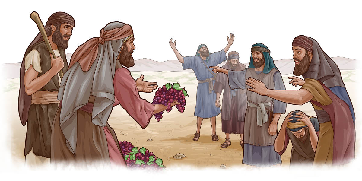 A Josué ani a Caleb in teyóm jun i racimo i uvas lej púlik.