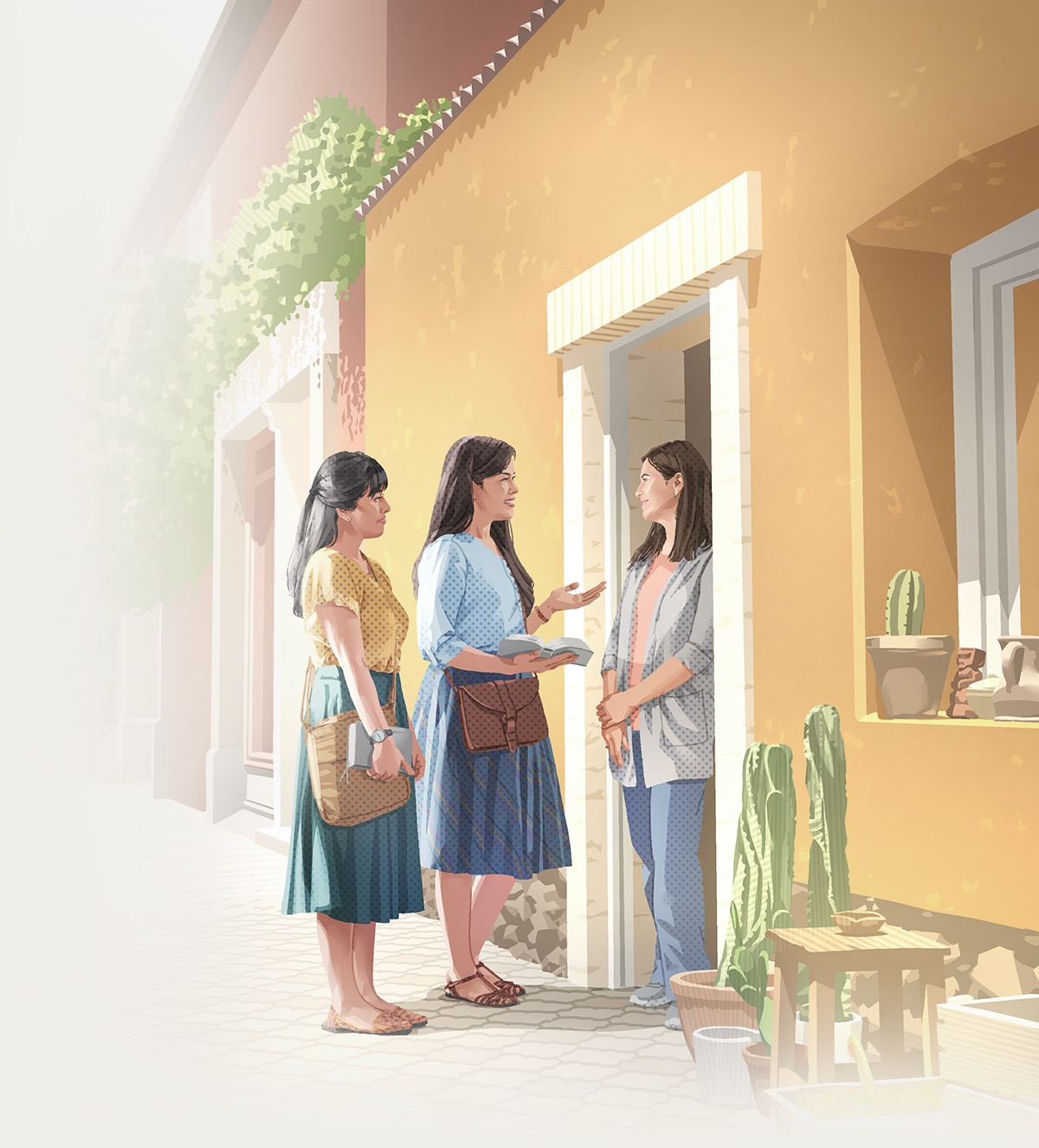 One Bible learna wit her Bible teacha an preaching to one lady at her house.