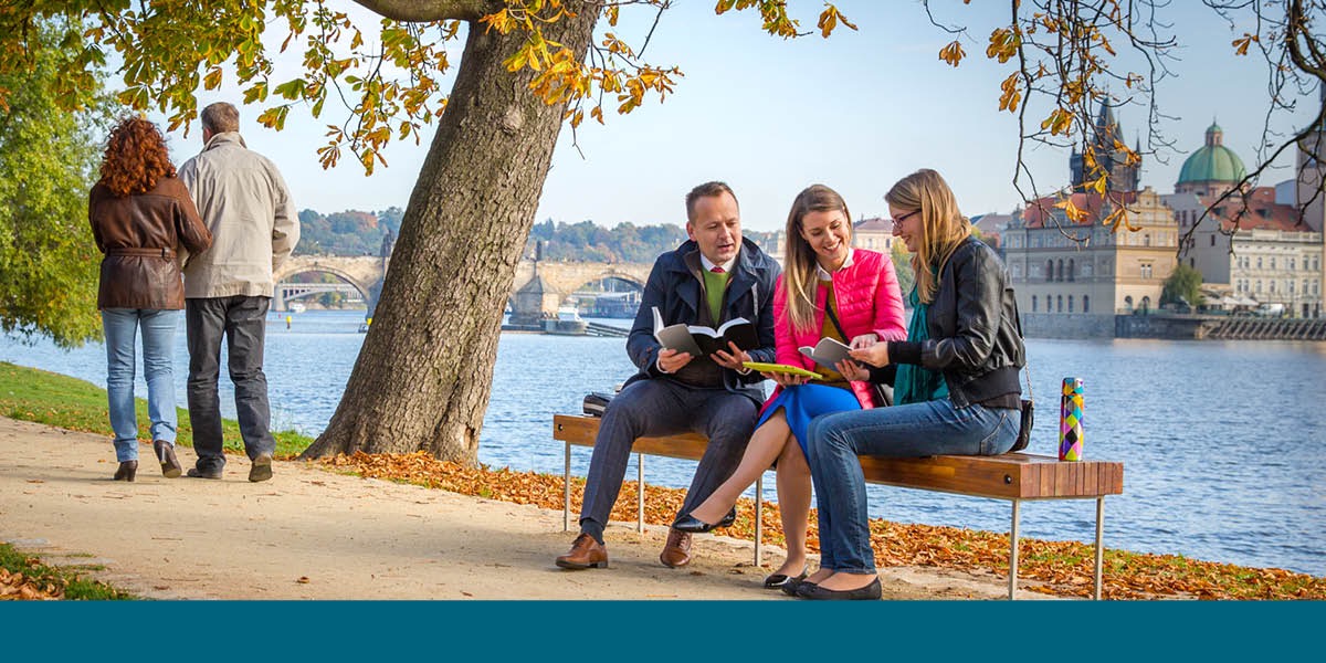 Conducting a Bible study in the Czech Republic