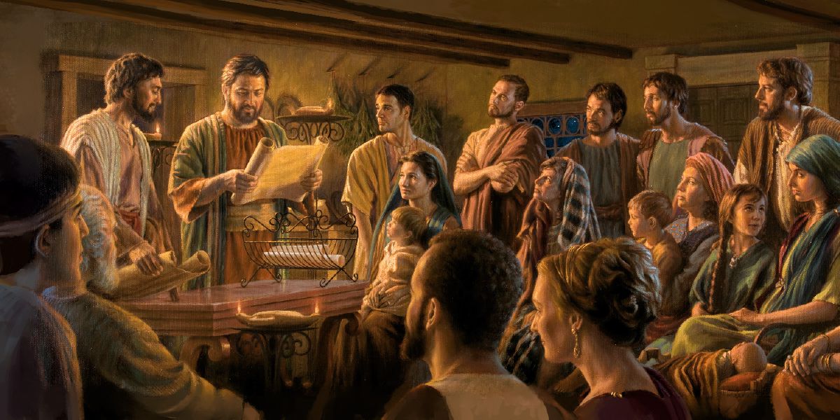 A congregation in the first century listens as the decision of the governing body is readԱռաջին դարու ժողովք մը ականջ կու տայ, մինչ կառավարիչ մարմինին որոշումը կը կարդացուի