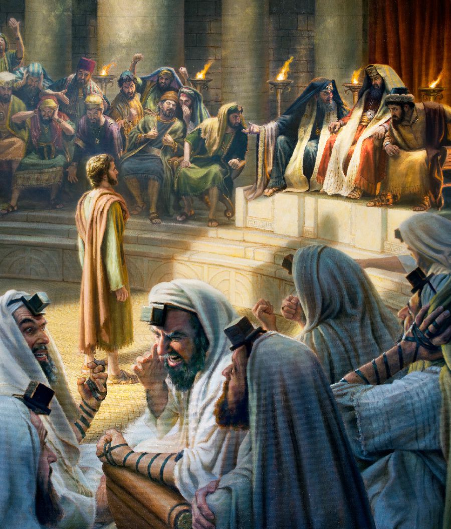 Stefanus dengan tenang berdiri di hadapan Sanhedrin.