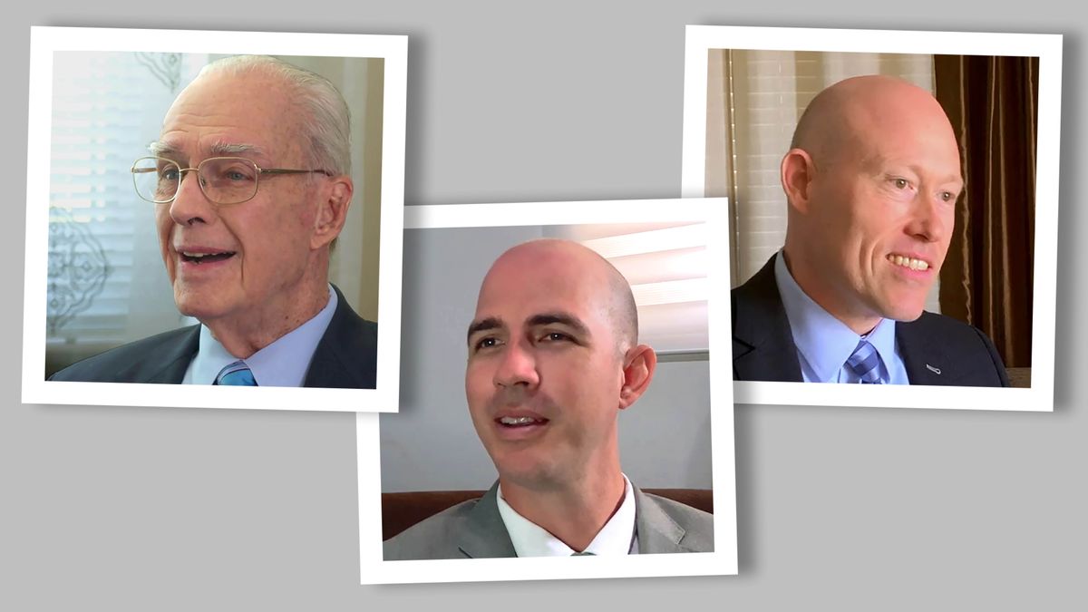 Gambar: Adegan dari video ”Hidup Sesuai dengan Cara Yehuwa”. 1. Joel Adams. 2. Garrick Diaz. 3. Lars Carlsen.