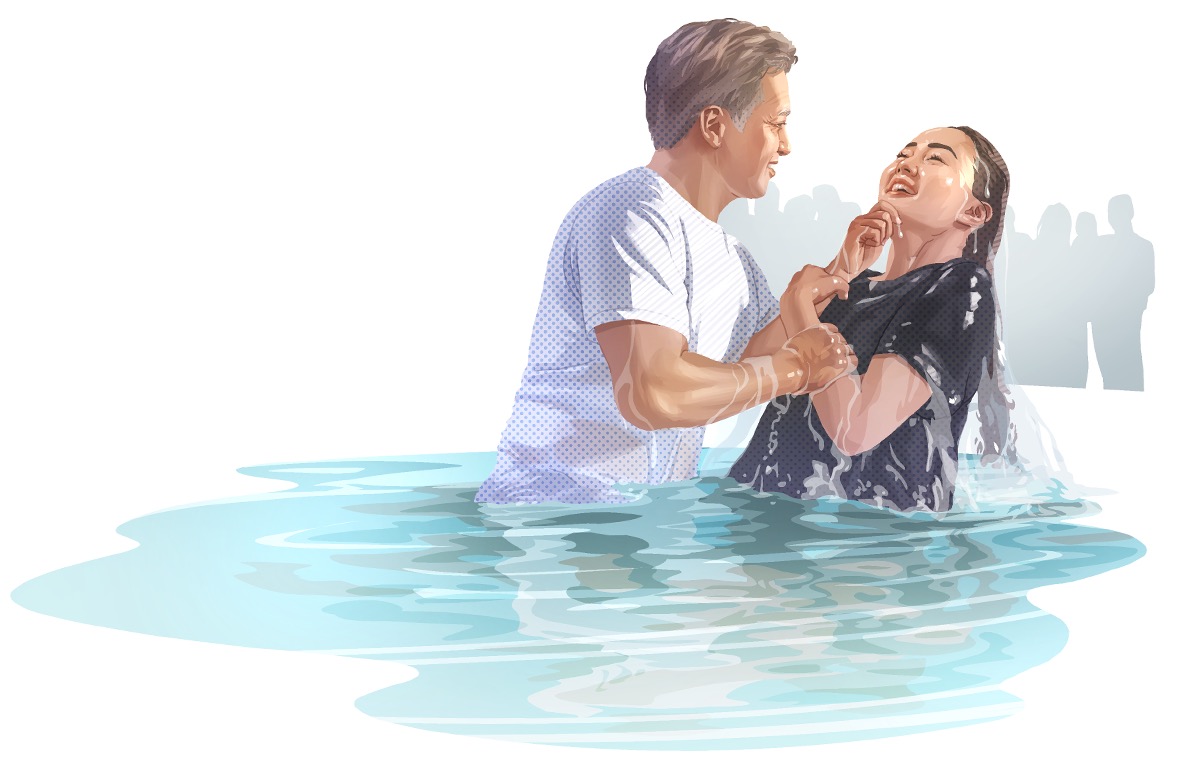 Ebe nwa agbọghọ ahụ na-eme baptizim.