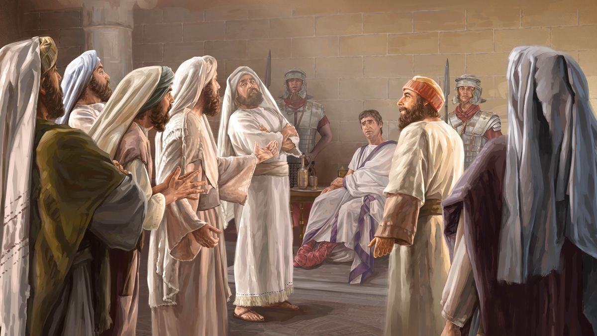 Ebe ndị isi okpukpe na-arịọ Pọntiọs Paịlet ka o meere ha ihe ha chọrọ.