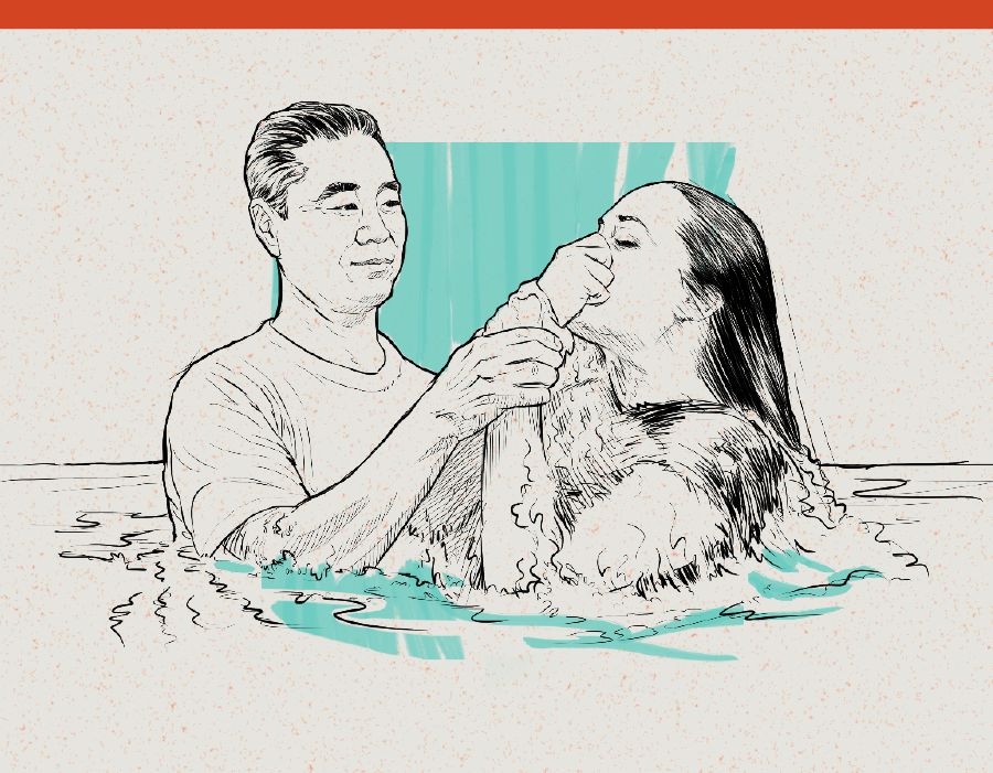 Ebe a na-eme otu nwaanyị baptizim.