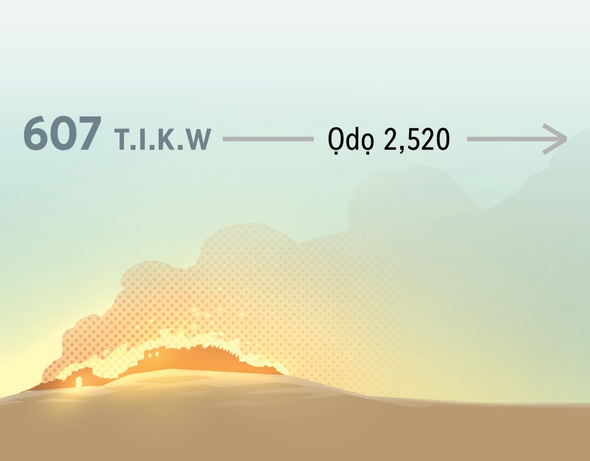 Una agwu Jerusalẹm jo ef’ọdọ 607 T.I.K.W. Ubilẹ, ọdọ 2,520 le w’ukpoji.