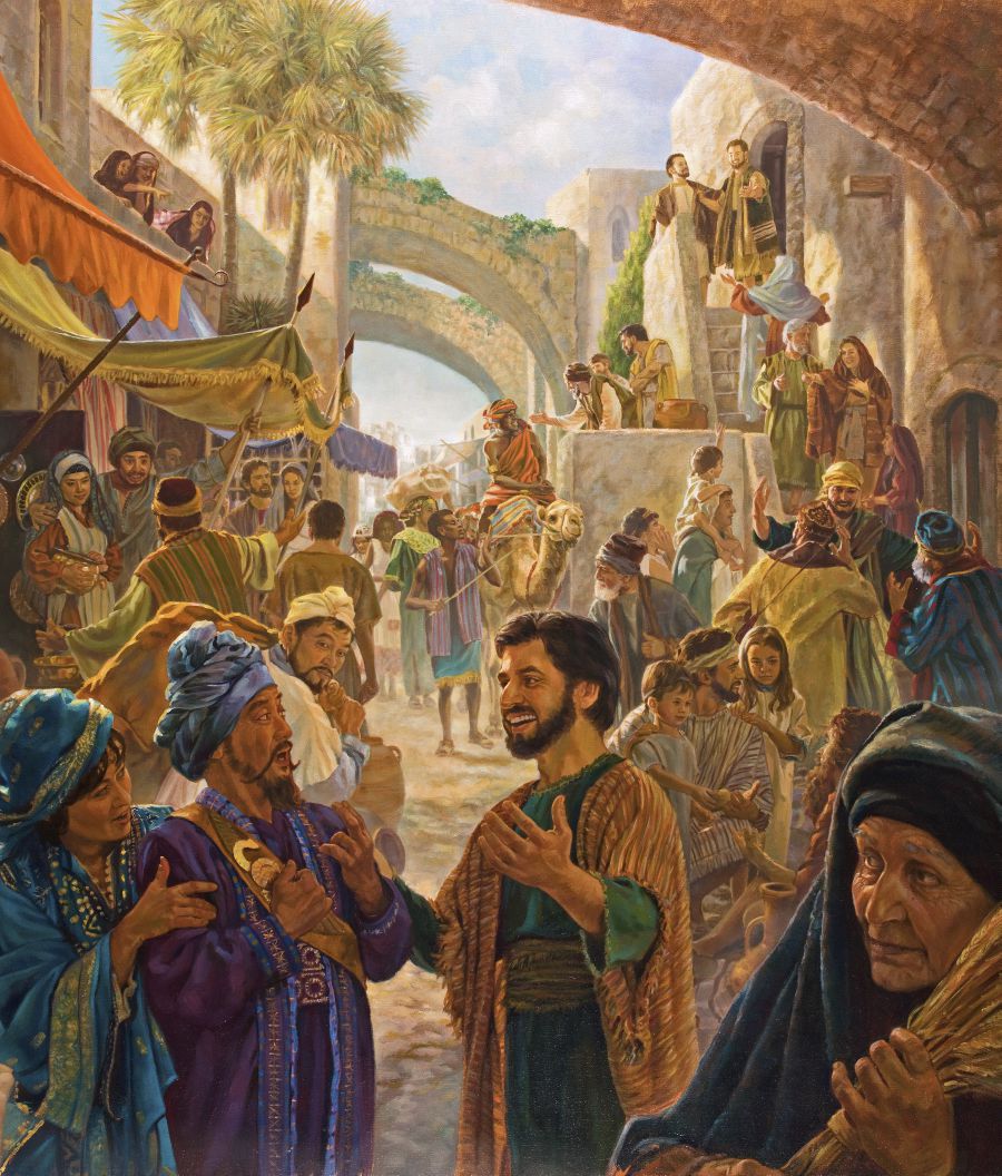 Dagiti adalan ni Jesus a mangaskasaba kadagiti Judio ken proselita iti maysa a purok.